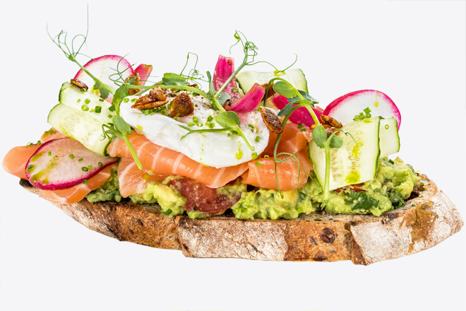 Photo Dish Avocado toast with salmon