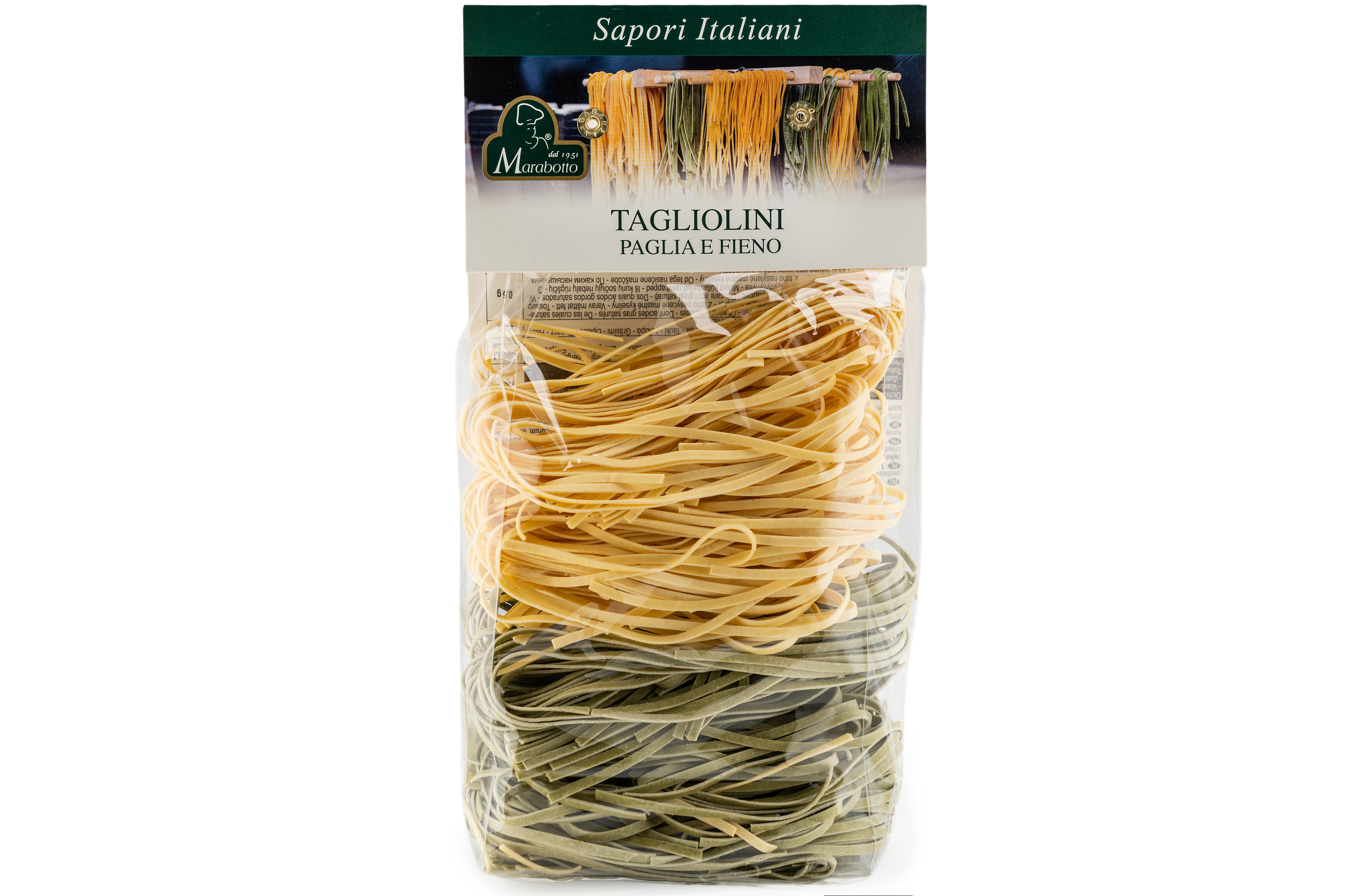 Фото Локшина з твердих сортів пшениці зі шпинатом TAGLIOLINI PAGLIA E FIENO 250 г Італія