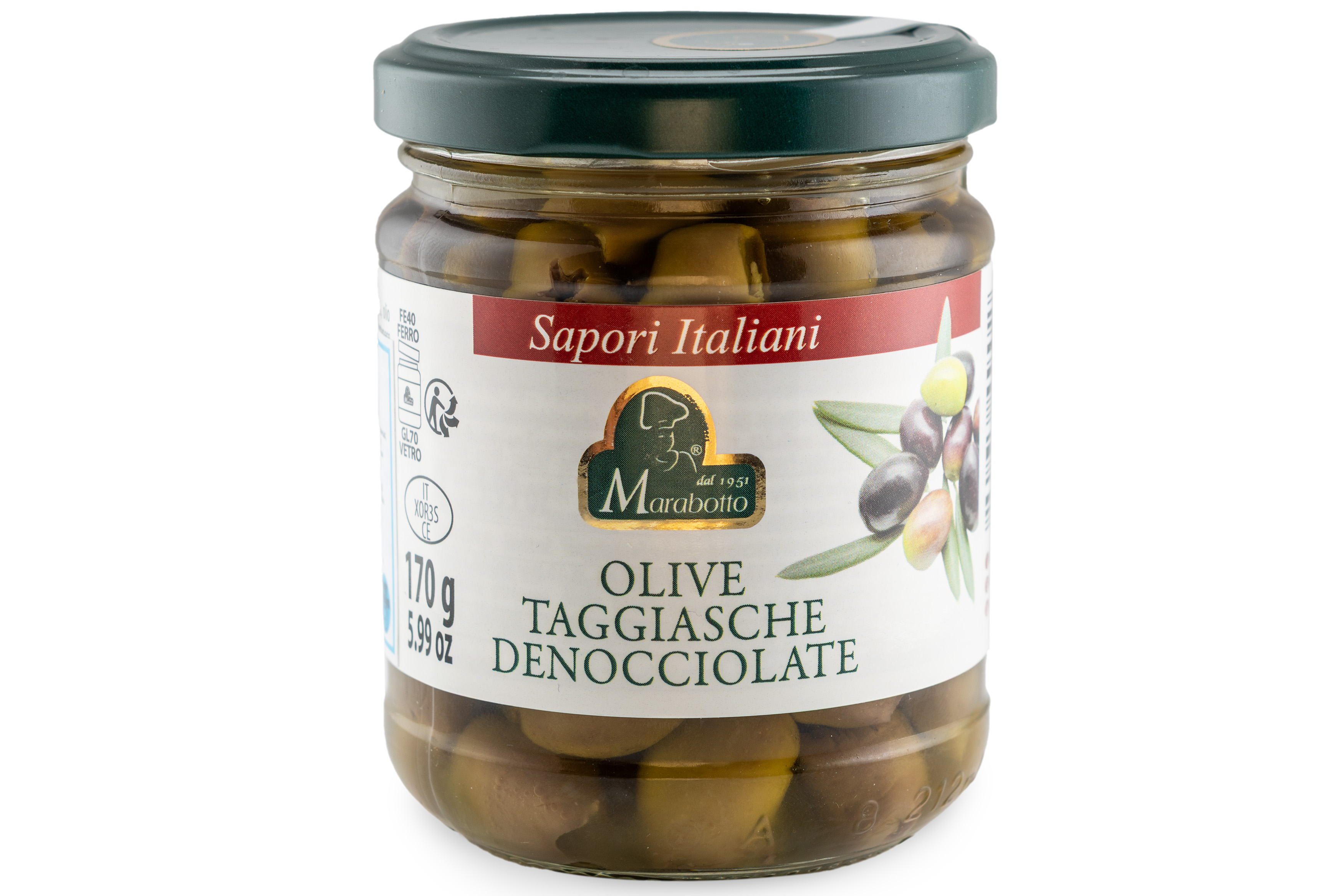 Фото Оливки TAGGIASCHE без кісточки в оливк.оліі 165г Італія
